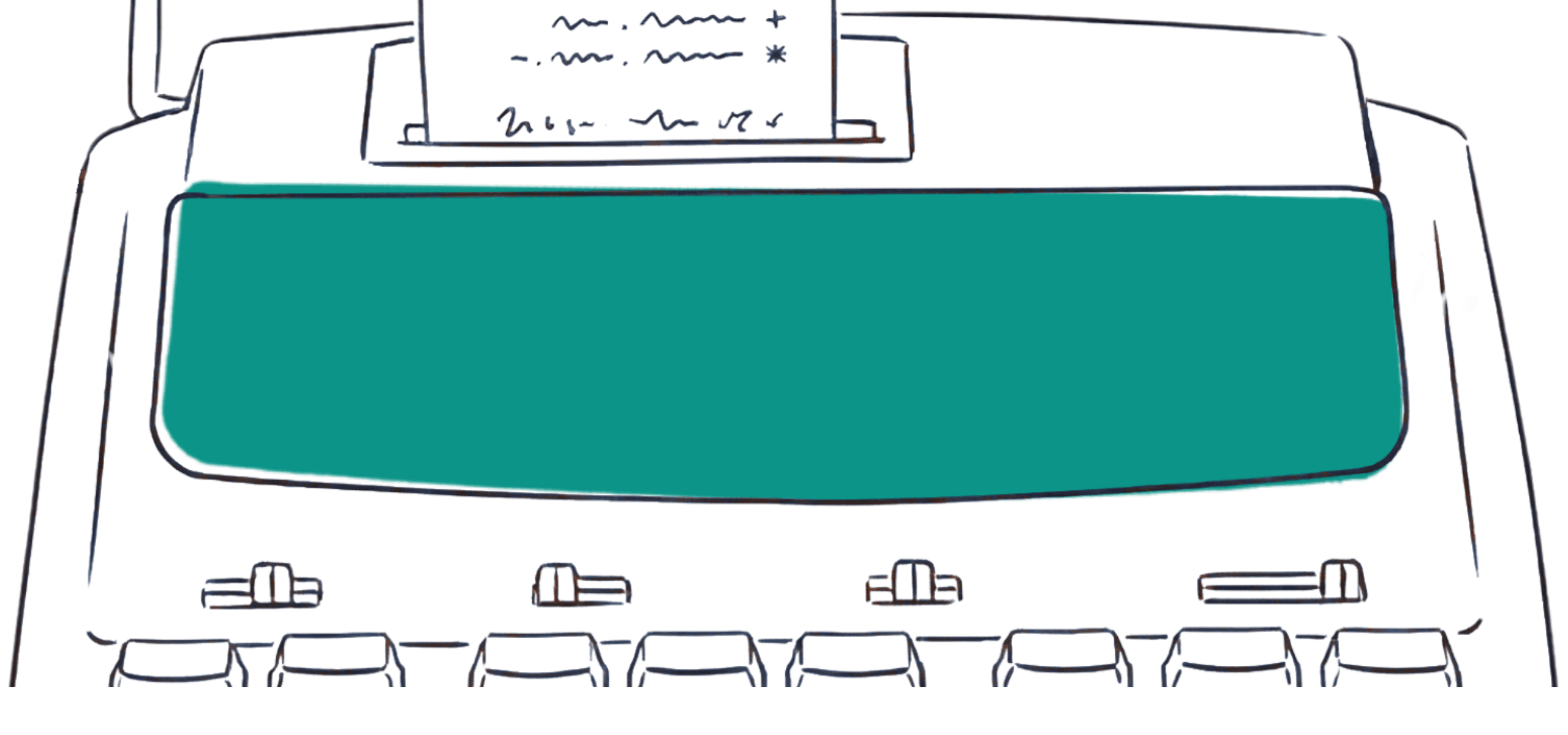 Vintage adding machine with a client testimonial on the display